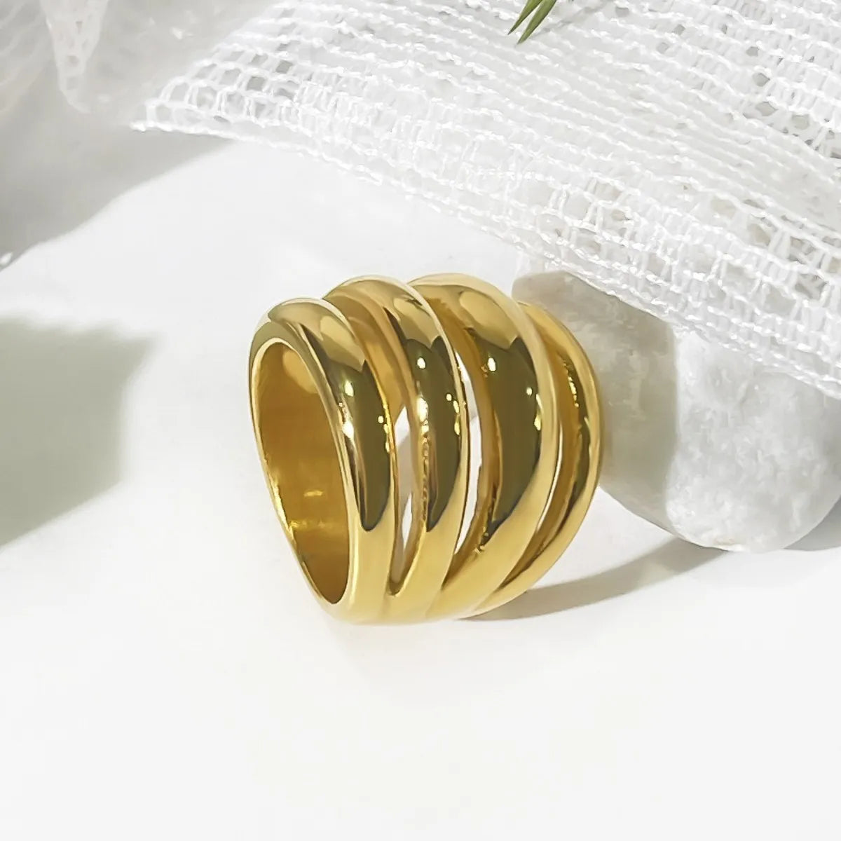 18K Gold-Plated Multi-Layer Statement Ring - Ladyez