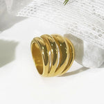 18K Gold-Plated Multi-Layer Statement Ring - Ladyez