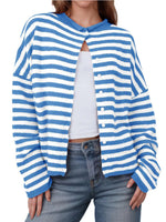 Striped Button-Up Cardigan