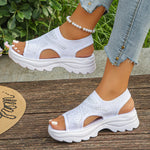 Mesh Open Toe Platform Sandals