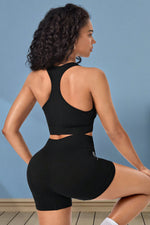 Cropped Sports Tank and Shorts Set - Ladyez