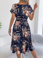 Floral Print Pleated A-Line Midi Dress