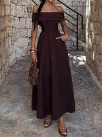 Off-Shoulder A-Line Maxi Dress