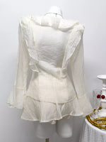 Ruffle Trimmed Blouse and Skirt Set