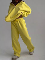 Quarter-Zip Top and Wide-Leg Sweatpants Set