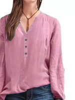 Full Size Notched Long Sleeve Blouse Plus Size