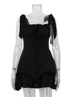 Tie-Shoulder Ruffled Mini Dress