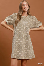 Umgee Floral Textured Puff Sleeve Mini Dress
