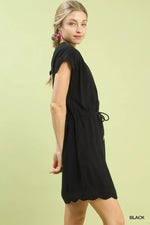 Umgee Linen Blend Scallop Hem Mini Dress