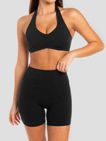 Halter Neck Cami and Shorts Active Set - Ladyez