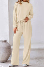 Round Neck Long Sleeve Top and Pants Set