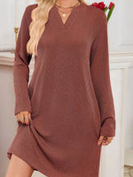 Casual Ribbed Knit Long Sleeve Dress
