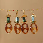 Turquoise Resin Geometric Drop Earrings