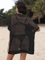 Hollow Out Collared Neck Cover-Up - Ladyez