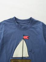 Children's Sailboat Graphic Tee and Striped Shorts Set