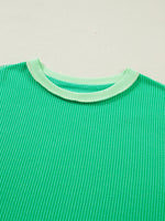 Loose Uneven Hem Twist Ribbed T Shirt