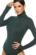 Ribbed Turtleneck Long Sleeve Bodysuit - Ladyez