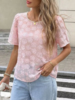 Floral Embroidered Pearl Trim Blouse