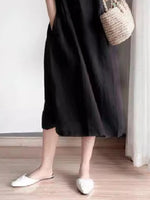 Full Size Casual Round Neck Midi Dress Plus Size - Ladyez