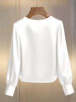 Pearl Trim Round Neck Silk Blouse