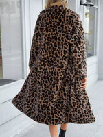 Leopard Print Faux Fur Longline Coat
