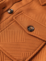 Textured Collared Drop Shoulder Buttoned Front Coat