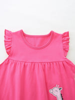 Children's Giraffe Applique Ruffle Sleeve Top & Floral Shorts Set