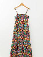 Floral Print Thin Straps High Waist Maxi Dress - Ladyez