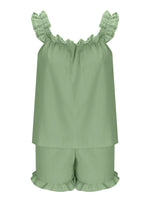 Ruffle Trim Sleeveless Top and Shorts Set