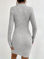 Ribbed Knit Bodycon Mini Dress with Zipper
