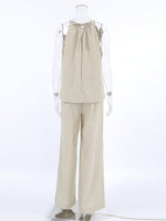 Cutout Tank and Wide Leg Pants Set