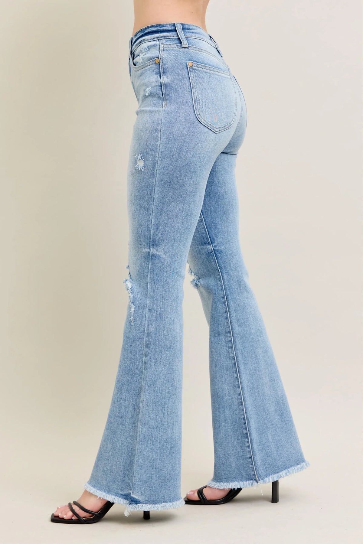Judy Blue Full Size Hw Flare Jeans W/ Shield Pockets Plus Size - Ladyez
