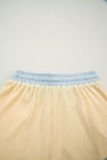 Soft Ribbed Color Block Trim Casual Short Set