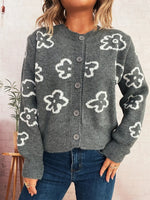 Floral Pattern Button-Up Cardigan