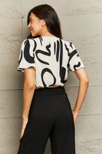 Perfee Printed Flutter Sleeve V-Neck Bodysuit - Ladyez