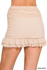 Zenana Ruched Mini Skirt with Built in Shorts