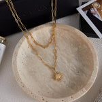 18K Gold-Plated Double Layered Pendant Necklace