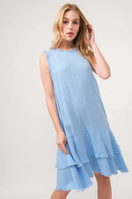 And The Why Washed Fringe Detail Tiered Dress