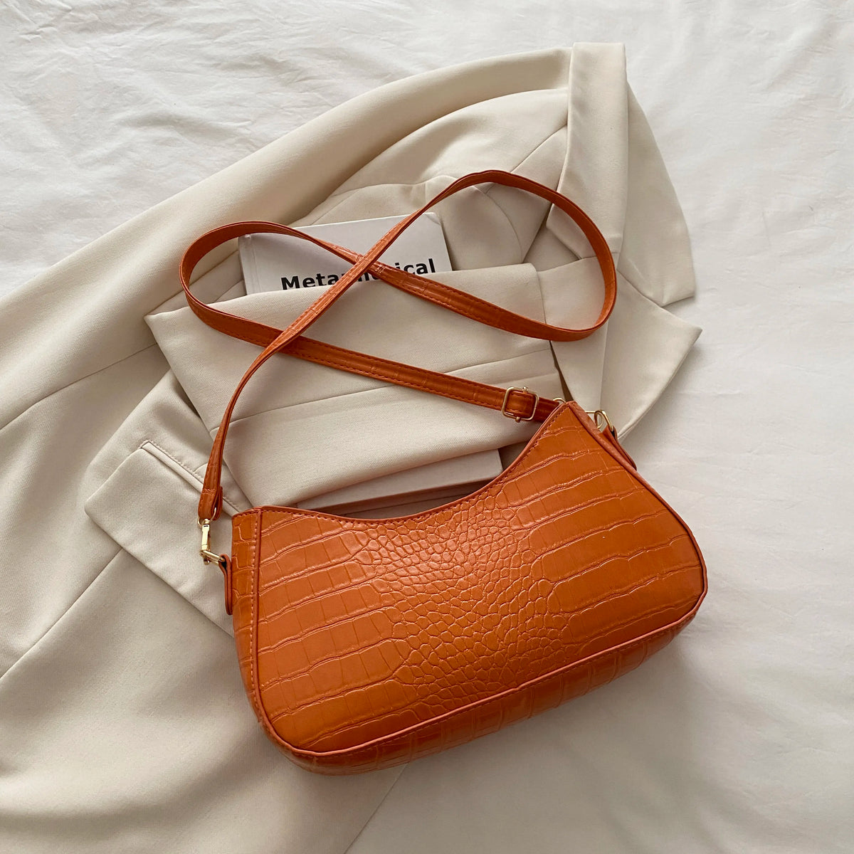Crocodile Pattern Underarm Shoulder Bag - Ladyez