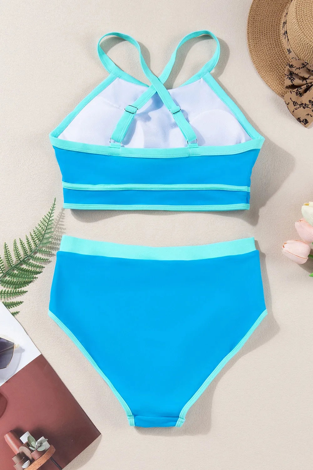 Crisscross Round Neck Two-Piece Swim Set - Ladyez