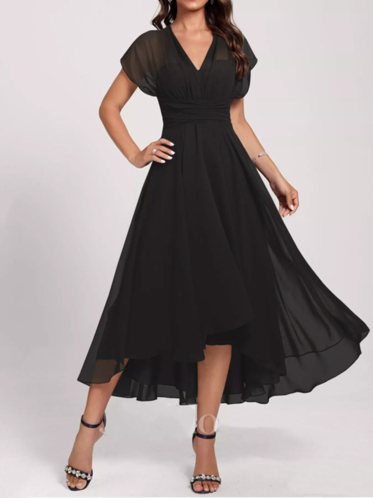 Ruched A-Line Midi Dress