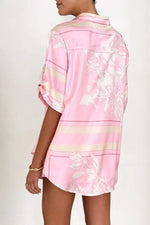 Printed Collared Neck Top and Shorts Set