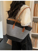 Striped Woven Shoulder Bag