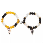 2 Piece Beaded Cat Charm Bracelet