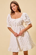 SO ME Texture Woven Ruching On Bust Mini Dress