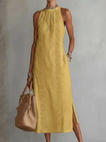Full Size Sleeveless Lace Trim Midi Dress Plus Size