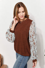 And The WhyFull Size Foil Printed Sleeve Top
