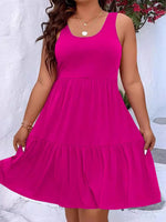 Plus Size Tiered Scoop Neck Tank Dress - Ladyez