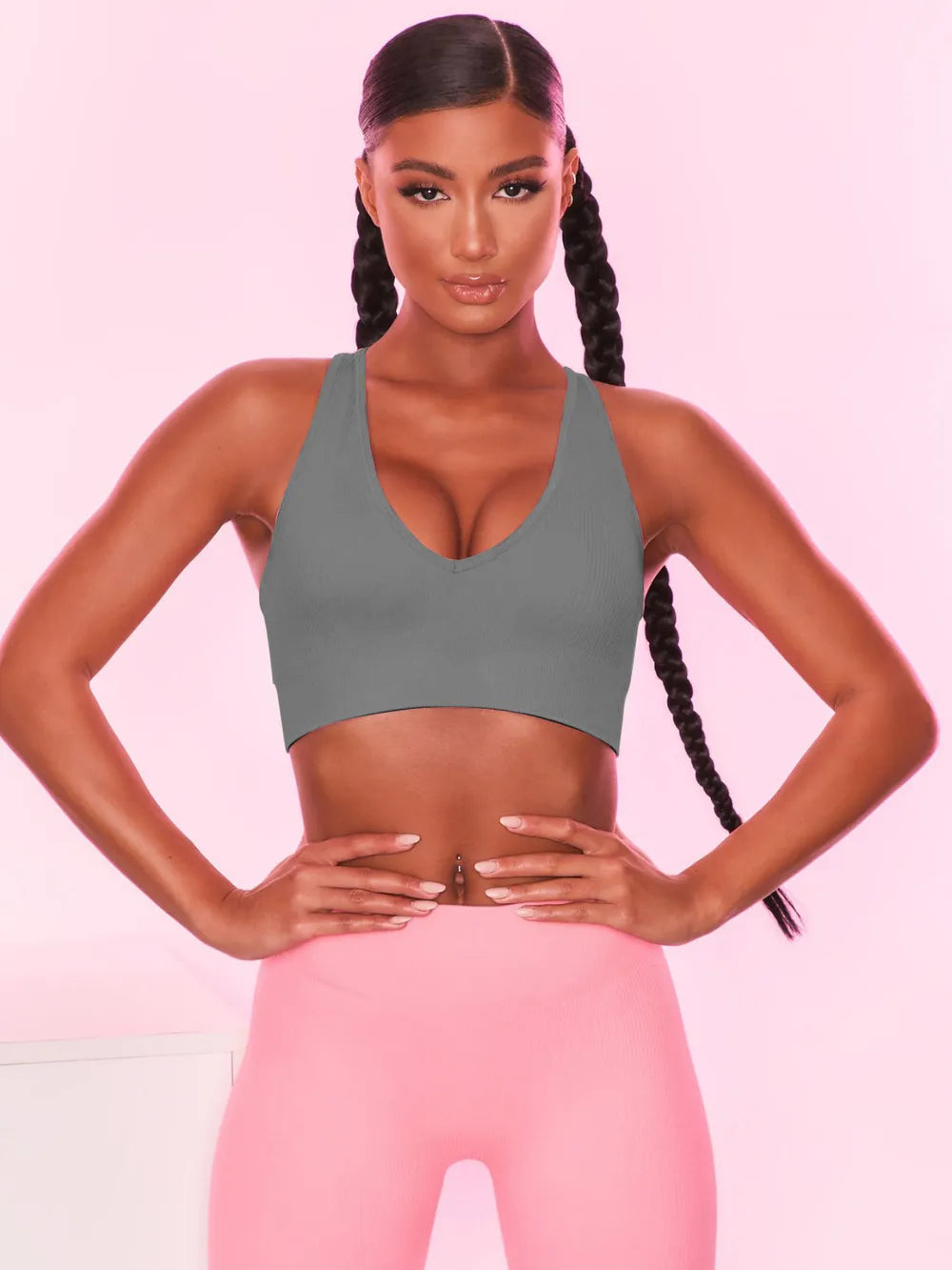 Scoop Neck Wide Strap Active Bra - Ladyez