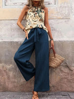 Printed Tank Top and Wide Leg Pants Set - Ladyez